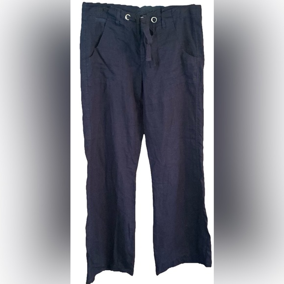 Joie Pants - Joie Navy Linen Wide Leg Drawstring Pants 💙 Quiet Luxury, Casual, Vacation, Chic